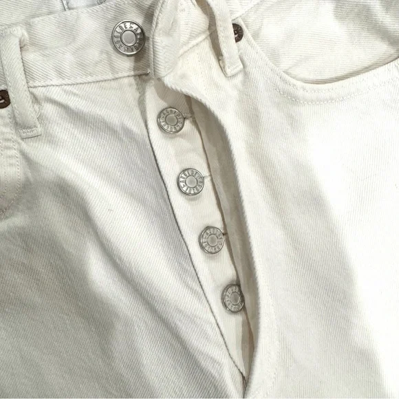 Agoldie 90s White High Rise Pinch Waist White Jeans – Size 23 - Picture 8 of 13